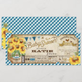 Land Zonnebloemen en Gingham Check Baby shower Kaart (Voorkant / Achterkant)