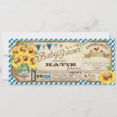 Land Zonnebloemen en Gingham Check Baby shower Kaart (Voorkant)