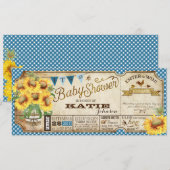 Land Zonnebloemen en Gingham Check Baby shower Kaart (Voorkant / Achterkant)