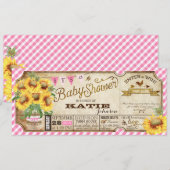 Land Zonnebloemen en Gingham Check Baby shower Kaart (Voorkant / Achterkant)