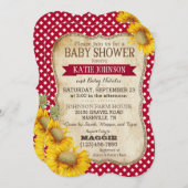 Land Zonnebloemen en Gingham Check Baby shower Kaart (Voorkant / Achterkant)