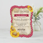 Land Zonnebloemen en Gingham Check Baby shower Kaart (Staand voorkant)