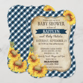 Land Zonnebloemen en Gingham Check Baby shower Kaart (Voorkant / Achterkant)