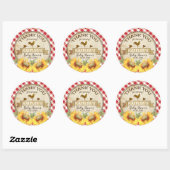 Land Zonnebloemen en Gingham Check Baby shower Ronde Sticker (Vel)
