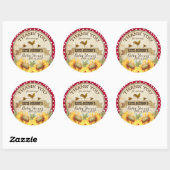 Land Zonnebloemen en Gingham Check Baby shower Ronde Sticker (Vel)