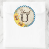 Land Zonnebloemen en Gingham Check Bedankt Ronde Sticker (Tas)