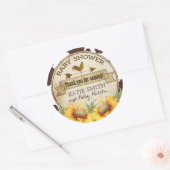 Land Zonnebloemen en Koe Print Baby shower Ronde Sticker (Envelop)