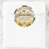 Land Zonnebloemen en Koe Print Baby shower Ronde Sticker (Tas)