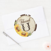 Land Zonnebloemen en Koe Print Dank u Ronde Sticker (Envelop)