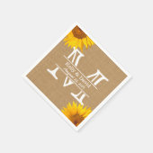 Land Zonnebloemen Monogram Burlap Rustiek Huwelijk Servetten (Hoek)