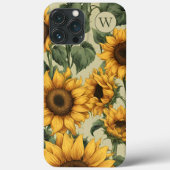 Land Zonnebloemen Monogram Case-Mate iPhone Case (Achterkant)