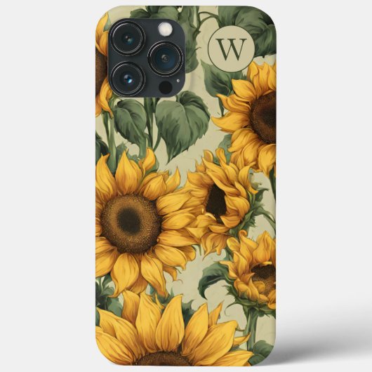 Land Zonnebloemen Monogram Case-Mate iPhone Case (Achterkant)