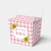Land Zonnebloemen Roze Gingham Check BabyQ BBQ Bedankdoosjes (Voorkant Zijde)