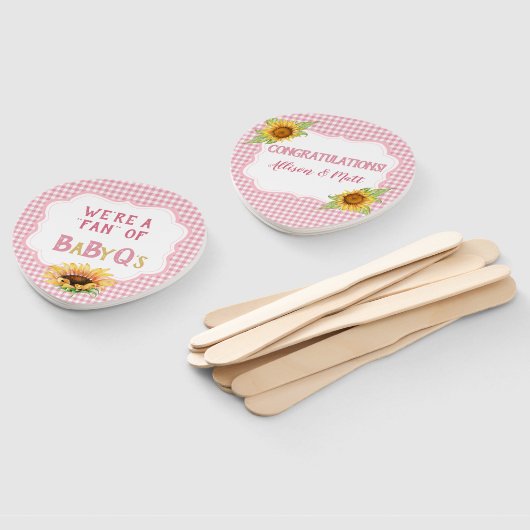 Land Zonnebloemen Roze Gingham Check BabyQ Handwaaier (Niet-gemonteerd)