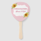 Land Zonnebloemen Roze Gingham Check BabyQ Handwaaier (Achterkant)