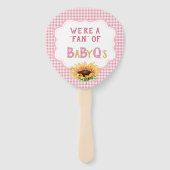 Land Zonnebloemen Roze Gingham Check BabyQ Handwaaier (Voorkant)