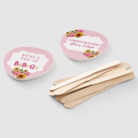 Land Zonnebloemen Rozen Roze Gingham Check BabyQ Handwaaier (Niet-gemonteerd)