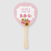 Land Zonnebloemen Rozen Roze Gingham Check BabyQ Handwaaier (Voorkant)