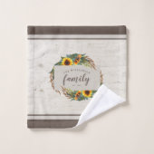 Land Zonnebloemen Rustige Hood Familienaam Bad Handdoek (Wasdoekje)