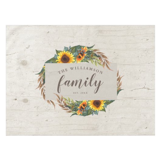 Land Zonnebloemen Rustige Hood Familienaam Tafelkleed (Voorkant (Horizontaal))