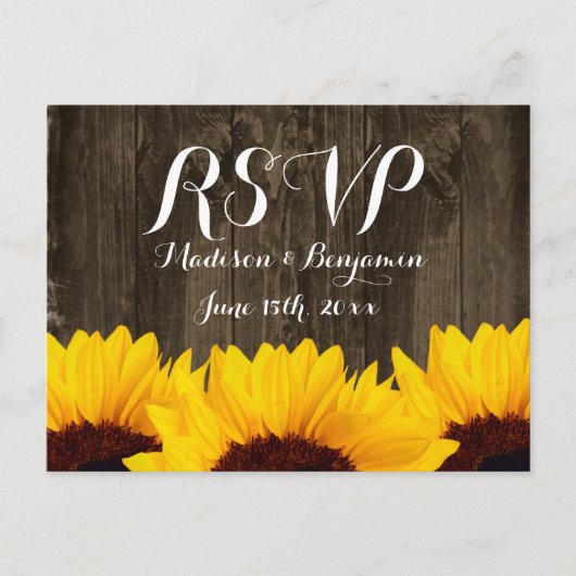 Land Zonnebloemen Rustige RSVP-BRIEFKAARTEN Uitnodiging Briefkaart (Voorkant)