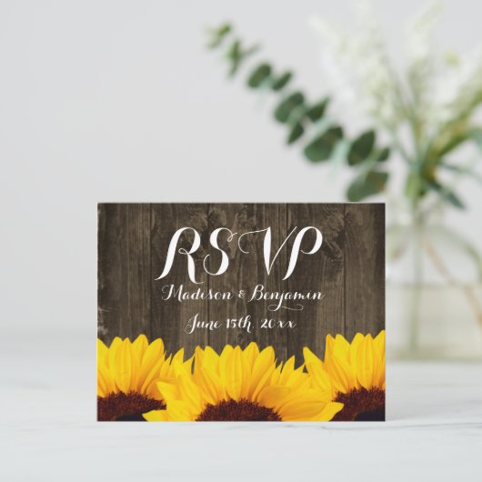 Land Zonnebloemen Rustige RSVP-BRIEFKAARTEN Uitnodiging Briefkaart (Staand voorkant)