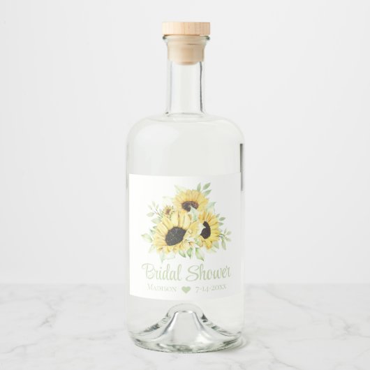 Land Zonnebloemen Waterverf Florence Vrijgezellenf Likeurfles Etiket (Voorkant)