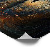 Land Zonsondergang met Vogels en Stroom Poster (Hoek)