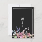 Land zwarte roze lavendel groene bloemetjesbruilof kaart (Achterkant)