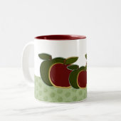 Landappelen (groene grens) tweekleurige koffiemok (Voorkant links)