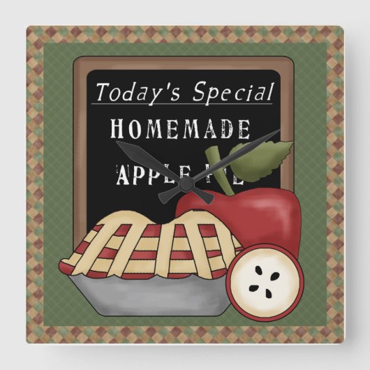 Landappels - Homemade Apple Pie Wall Clock Vierkante Klok (Voorkant)