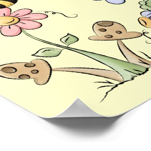 Landbijen en Bloemen Nursery Rhyme Poster (Hoek)