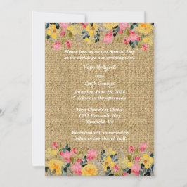 Landbloemen op de uitnodiging voor het bruiloft ro