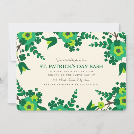 Landbloemen St. Patrick's Day Invite Kaart (Voorkant)