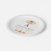 Landbloemen Weddenemonogram Papieren Bordje (Gekanteld)