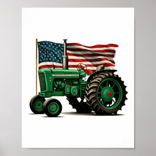 Landbouw Boerderij Tractor Usa Vlag Tractor Amerik Poster
