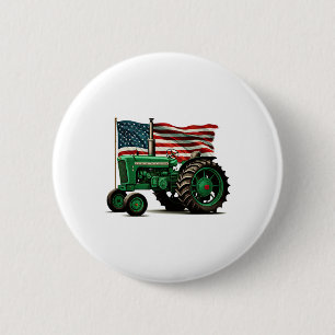 Landbouw Boerderij Tractor Usa Vlag Tractor Amerik Ronde Button 5,7 Cm