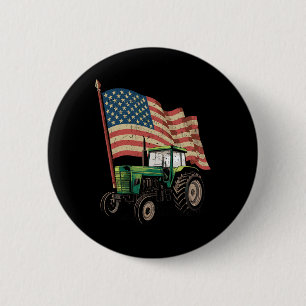 Landbouw Boerderij Tractor USA Vlag Tractor Amerik Ronde Button 5,7 Cm