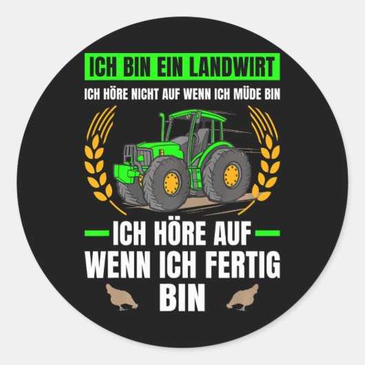 Landbouw Ik ben een landbouwtractor Ronde Sticker (Voorkant)