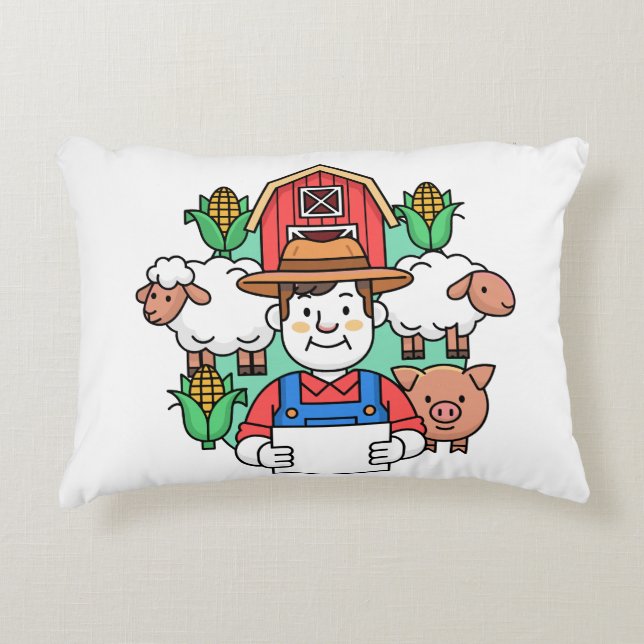 Landbouw Illustratie Kunstwerk Accent Kussen (Voorkant)