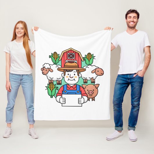 Landbouw Illustratie Kunstwerk Fleece Deken (In situ)
