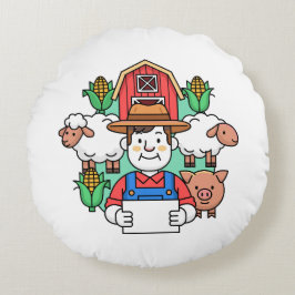 Landbouw Illustratie Kunstwerk Rond Kussen