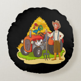 Landbouw Illustratie Kunstwerk Rond Kussen