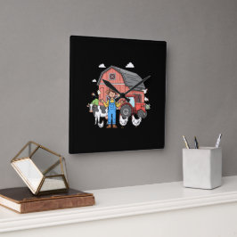 Landbouw Illustratie Kunstwerk Vierkante Klok