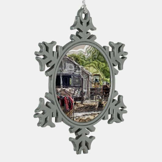 LANDBOUW TIN SNEEUWVLOK ORNAMENT (Links)