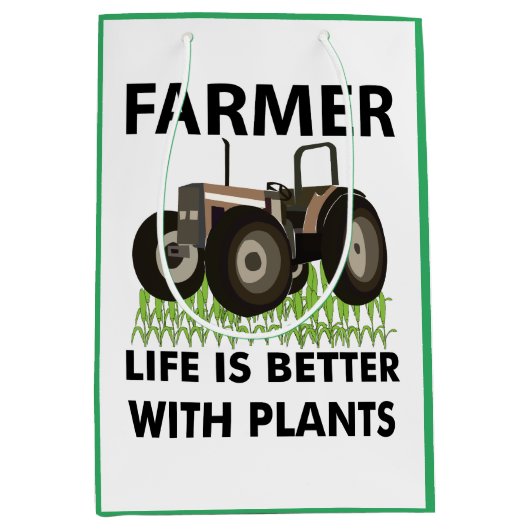 Landbouw Tractor Field Farmer Medium Cadeauzakje (Voorkant)