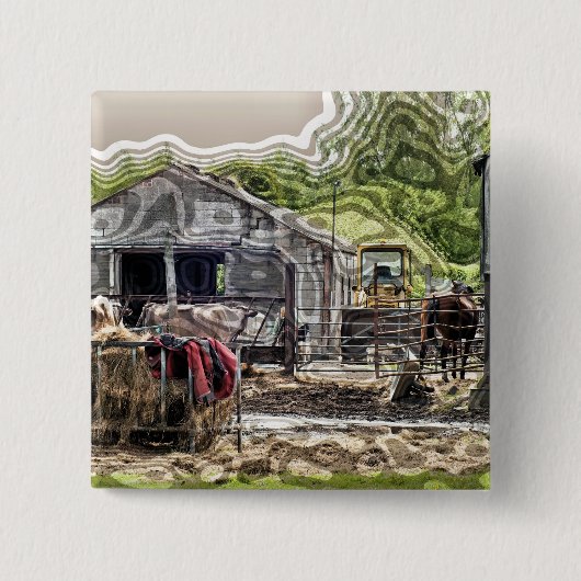 LANDBOUW VIERKANTE BUTTON 5,1 CM (Voorkant)