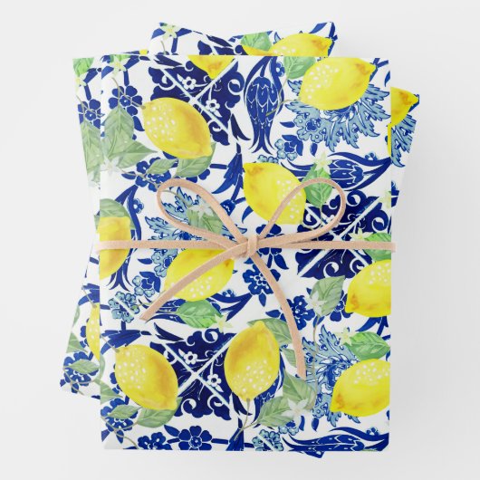 Landbouwareaal in Oostenrijk Blauwe Floral Inpakpapier Vel (In situ)