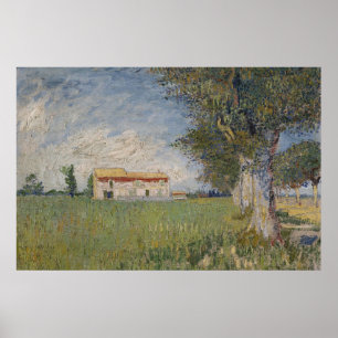 Landbouwbedrijf in een Poster van tarweveld