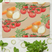  landbouwbedrijf Rustic Taupe Waterverf Veggies Theedoek (Gevouwen)